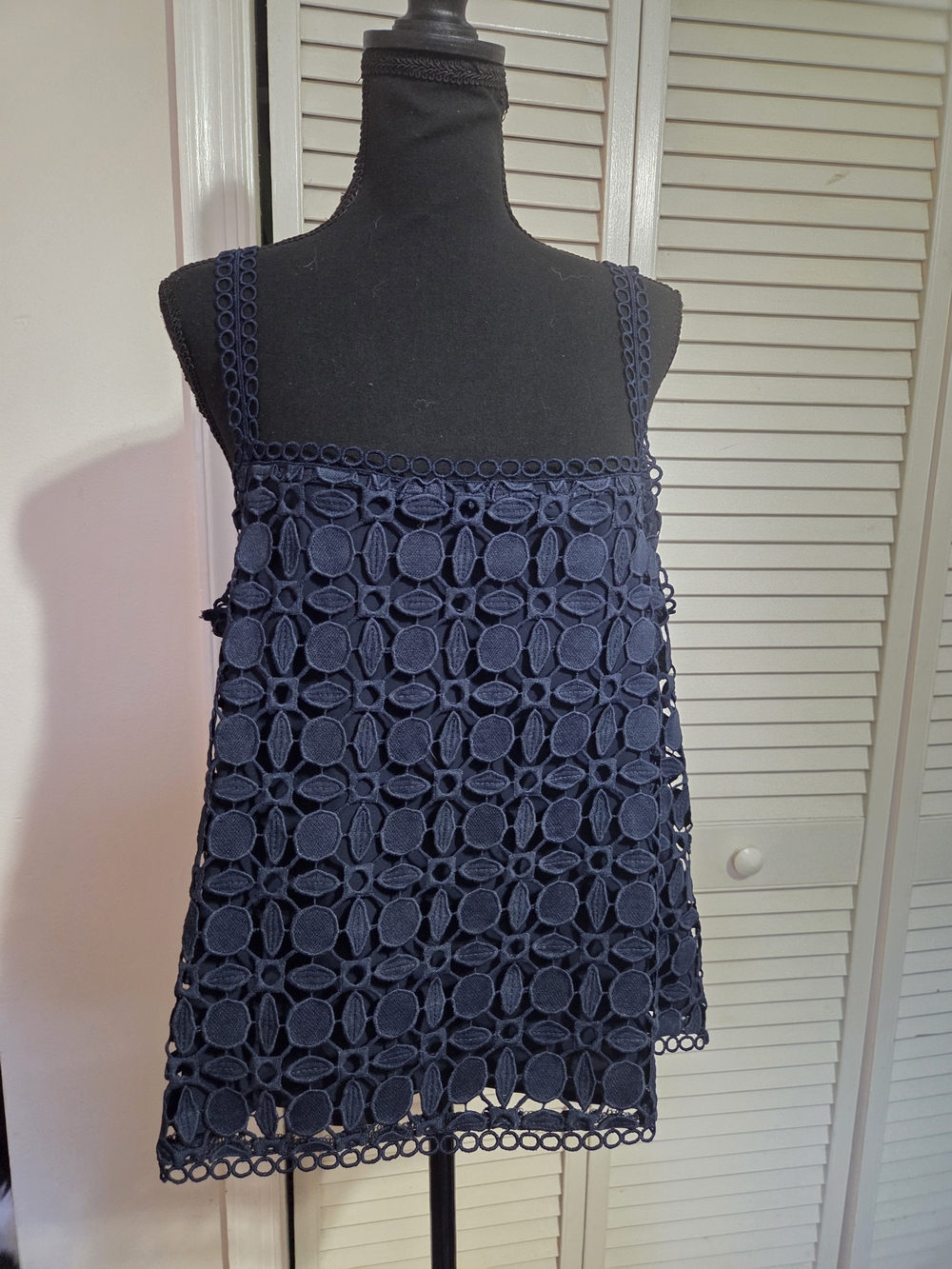 Skies Are Blue Navy Crochet Lace Camisole